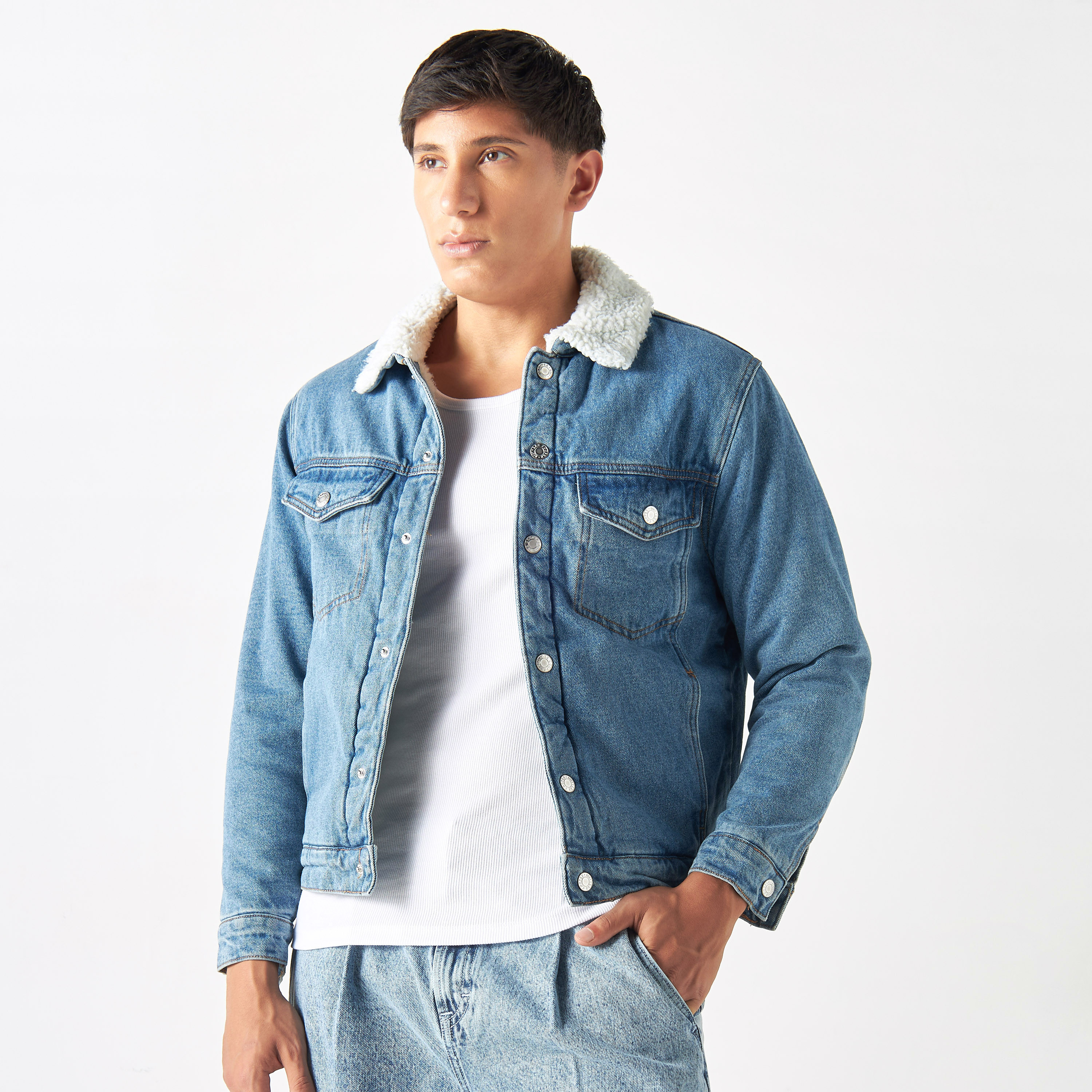 Buy Lee Cooper Denim Jacket with Fur Embellished Collar Online | Babyshop  KSA